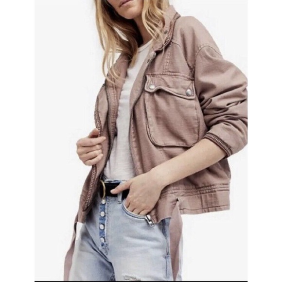 FREE PEOPLE Flight Line Bomber Jacket  Xs Mauve - Picture 1 of 6